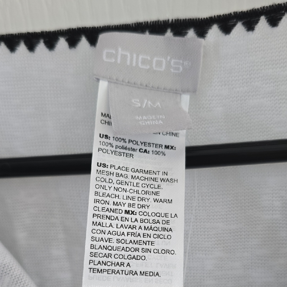Chico's Black and White Embroidered Knit Poncho - Picture 3 of 10